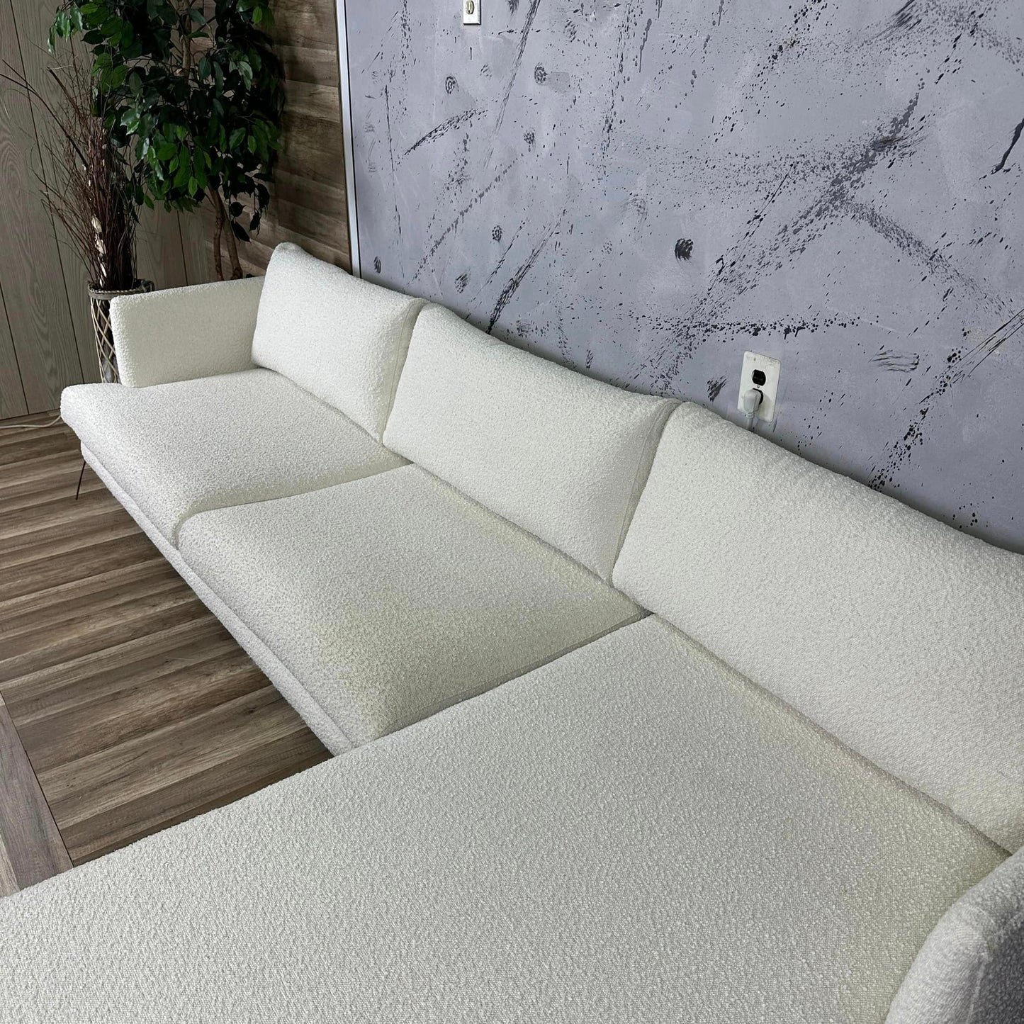 All Modern White Boucle Sectional